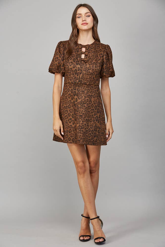 Leopard Suede Bow Dress