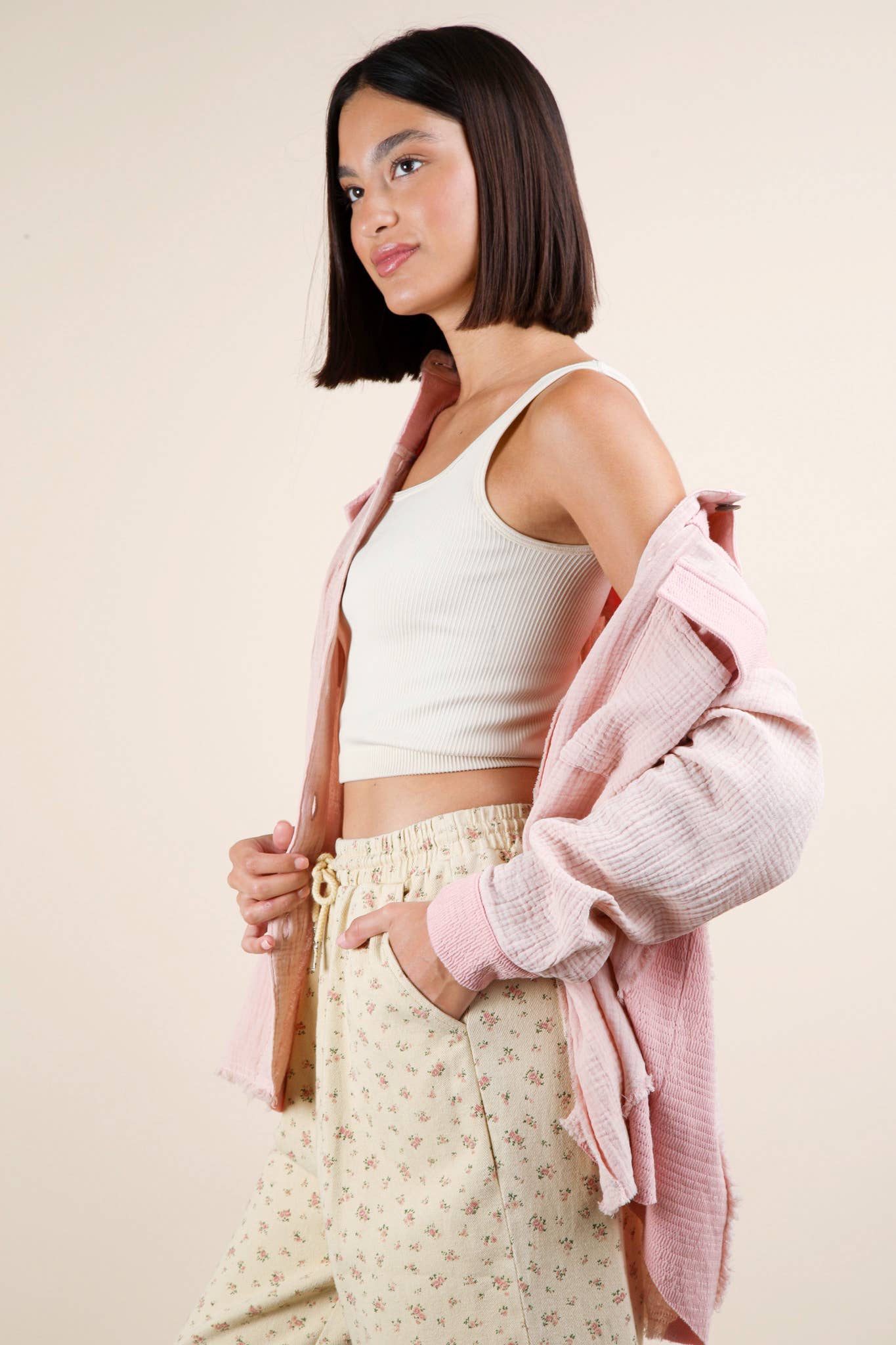 Blush Mineral Washed Oversized Shacket