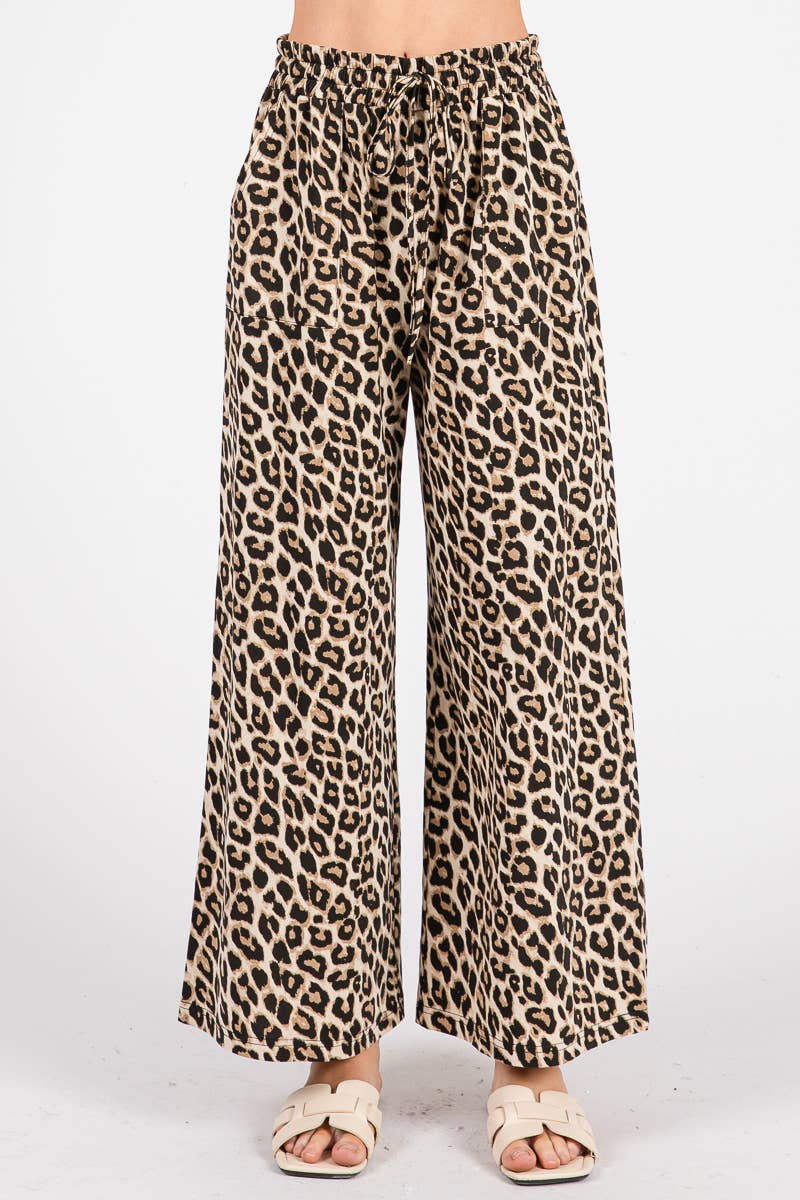 LEOPARD WIDE LEG PANTS