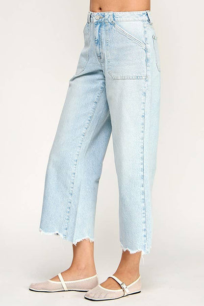 Petra High Ride Patch Pocket Wide Leg Jean