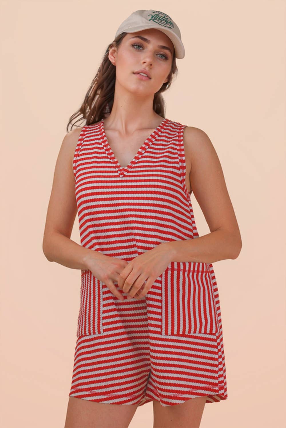Striped Knit Casual Romper