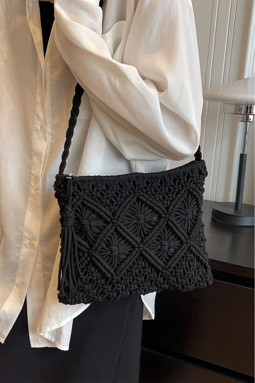 Zenana Woven Braided Strap Shoulder Bag