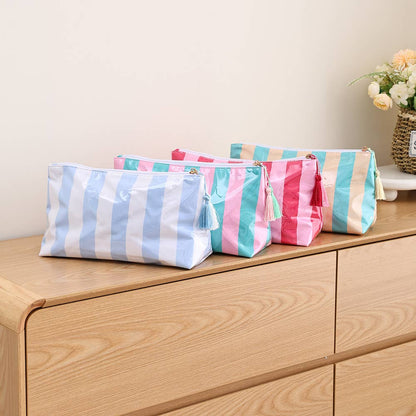 Waterproof Cosmetic Case PVC Make up Bag Fun Stripes