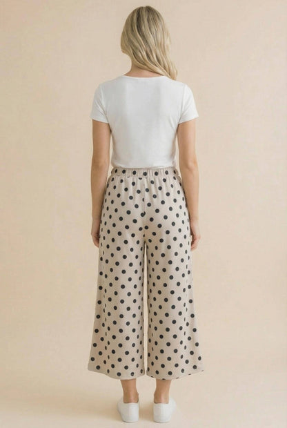 Plus Elastic Waist Polka Dot Pants