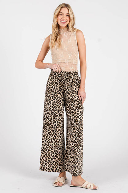 LEOPARD WIDE LEG PANTS