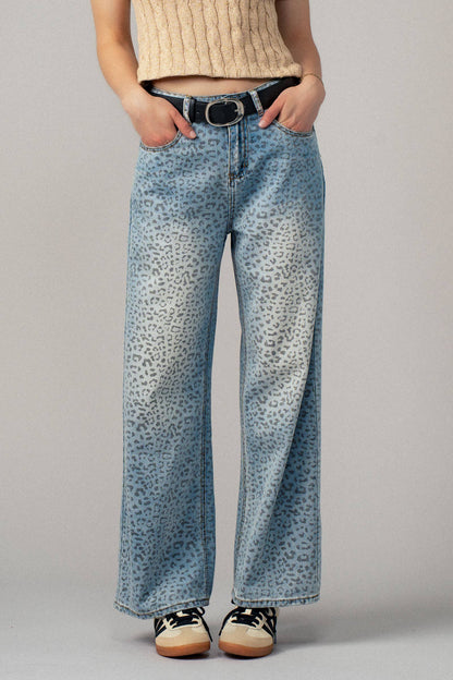 Leopard Wide-Leg Denim