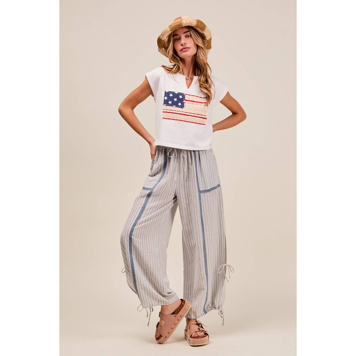 LIGHTWEIGHT MULTI STRIPE JOGGER PANTS WITH SIDE SLITS WITH T