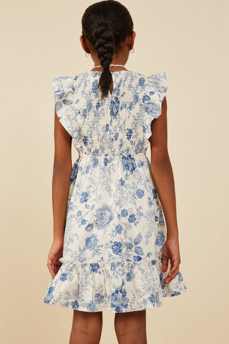 Girls Floral Ruffle Dress