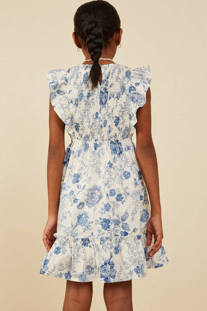 Girls Floral Ruffle Dress