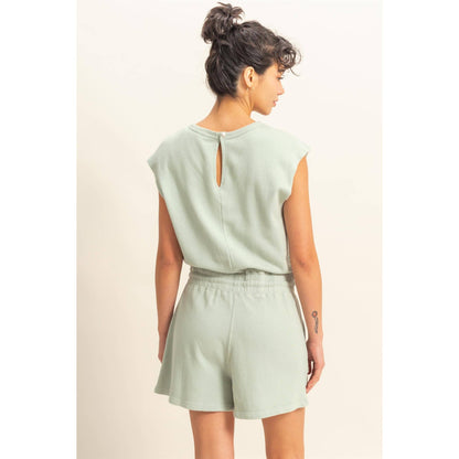 DZ25A773-Sleeveless Drawstring Waist Romper