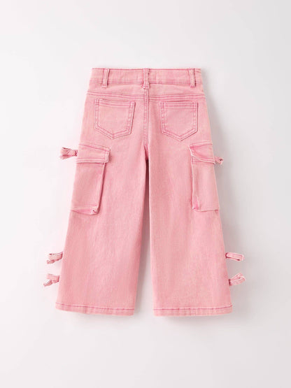 Pink Wide-Leg Denim Pants