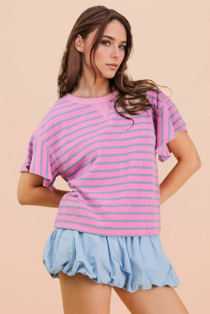 Oversized Casual Stripe Knit Top