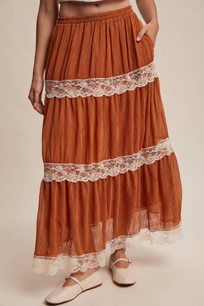 Tiered Lace Maxi Skirt