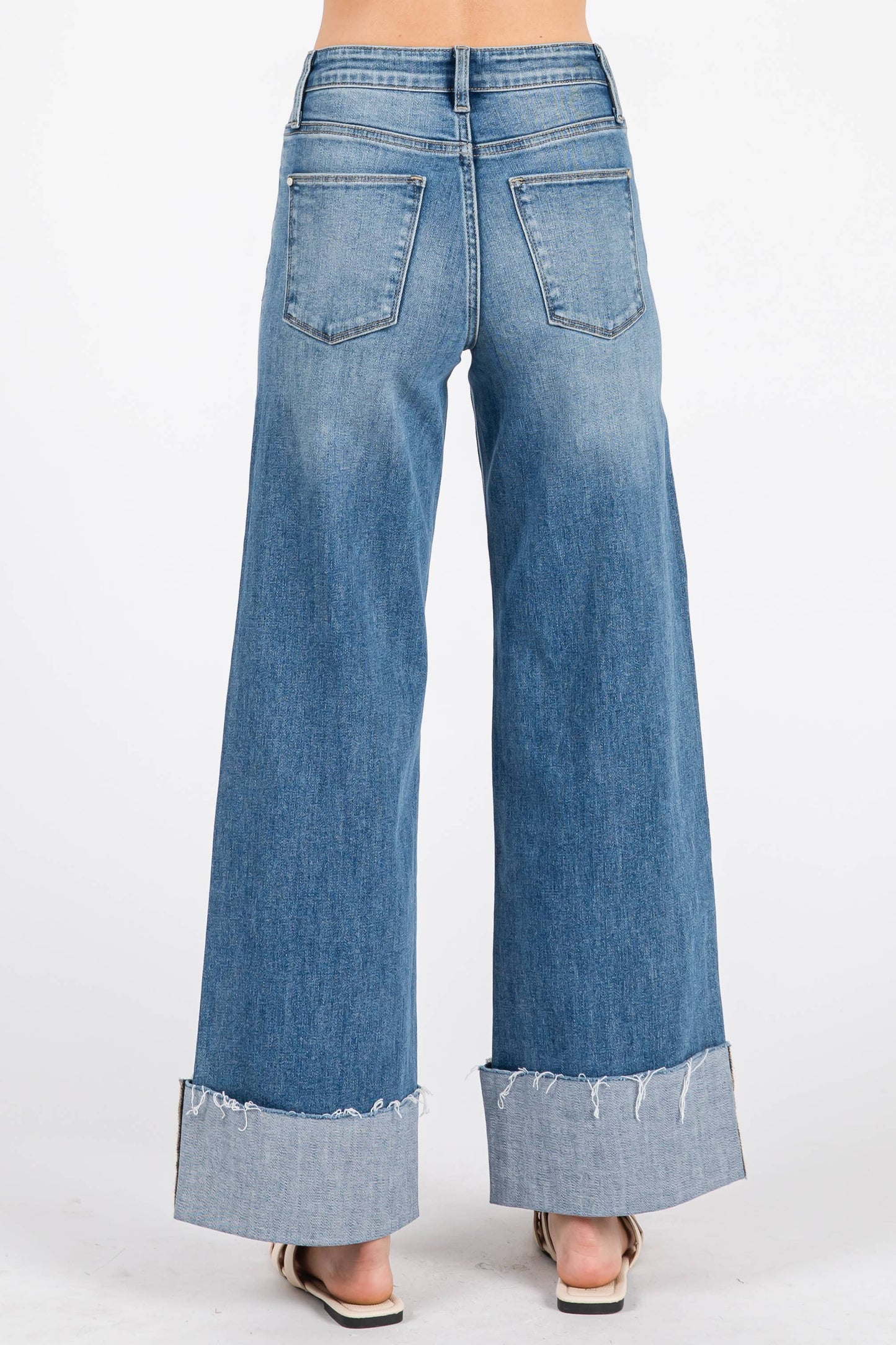 Petra High Rise Wide Leg Cuff Hem Jean