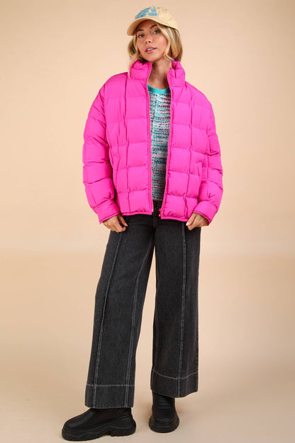 NJ90311-Solid Puffer Padded Warm Jacket