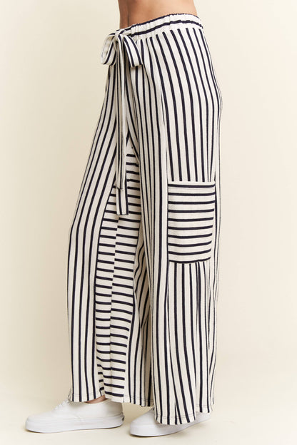 STRIPE WIDE LEG PANTS