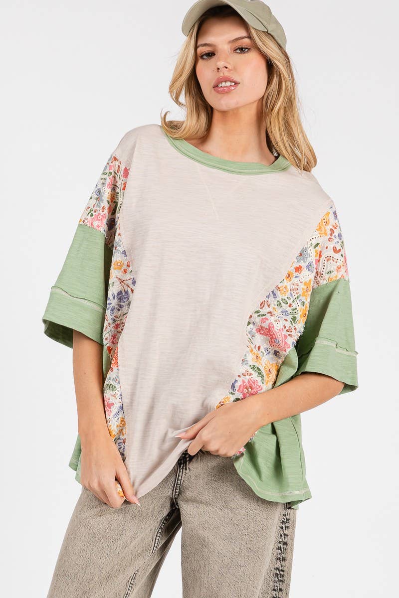 Oversized Floral Patchwork Tee