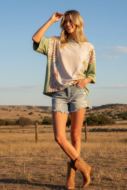 Oversized Floral Patchwork Tee