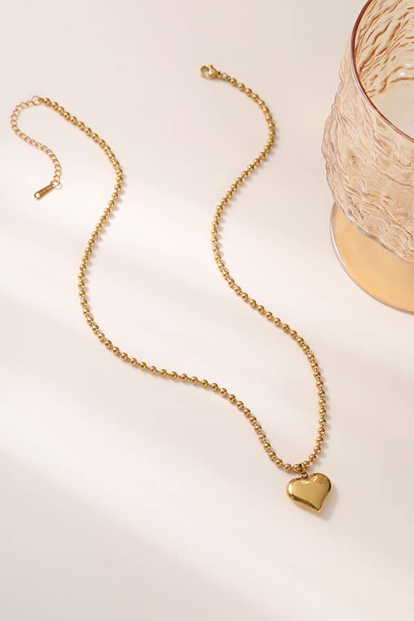 18K STAINLESS STEEL TARNISH FREE HEART NECKLACE | 40NK389