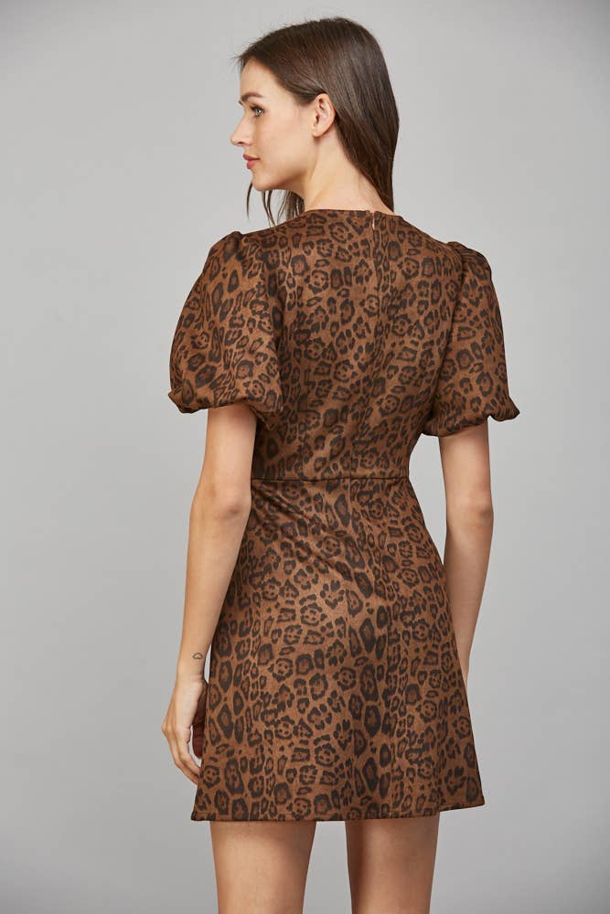 Leopard Suede Bow Dress
