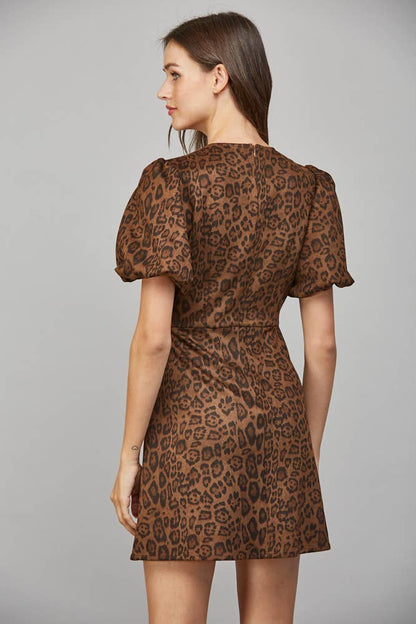 Leopard Suede Bow Dress
