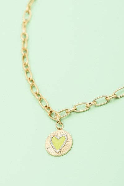EPOXY HEART CHARM LINK NECKLACE | 31N22001