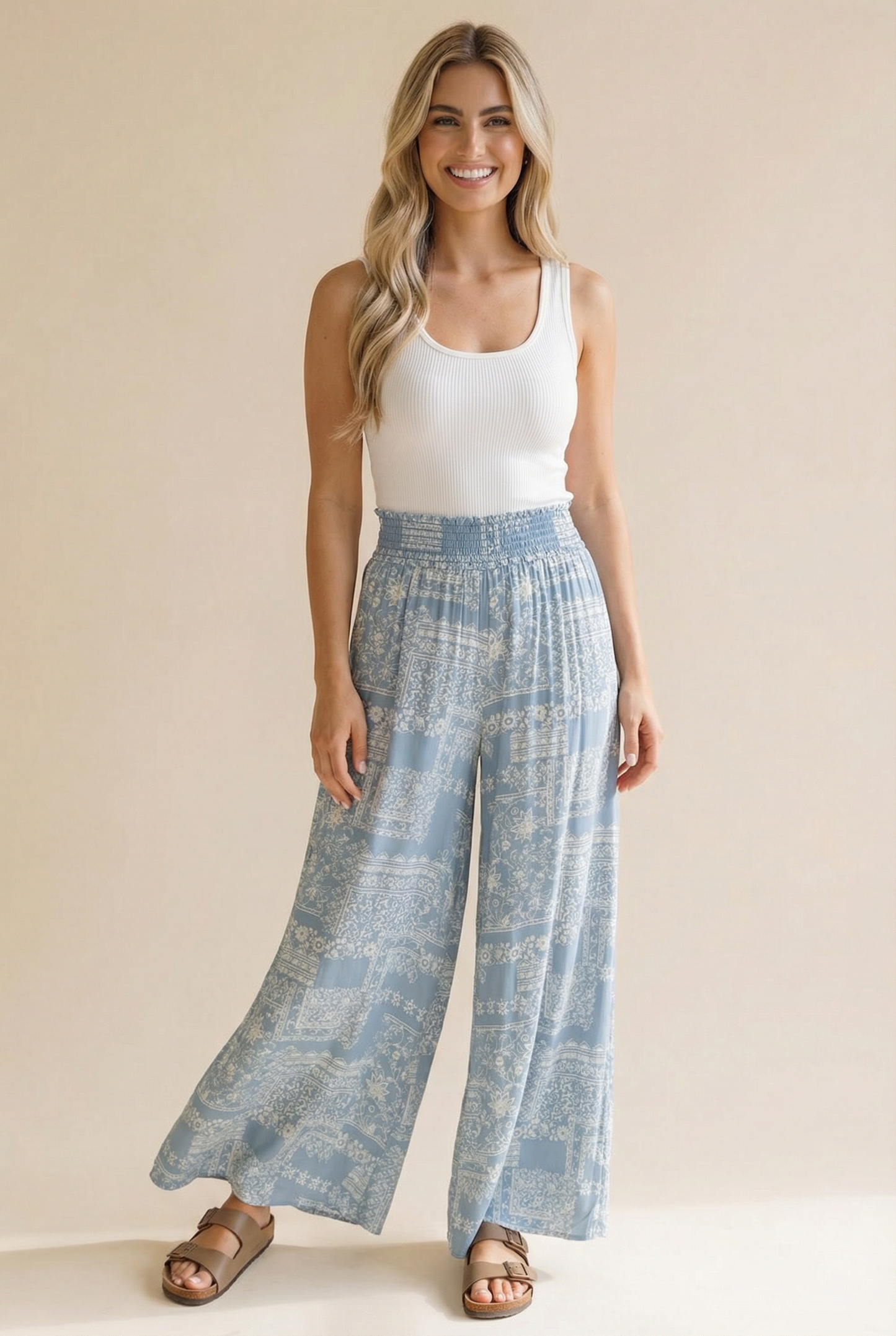 Plus Wide Leg Patchwork Pants