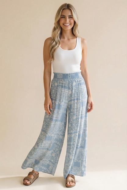 Plus Wide Leg Patchwork Pants