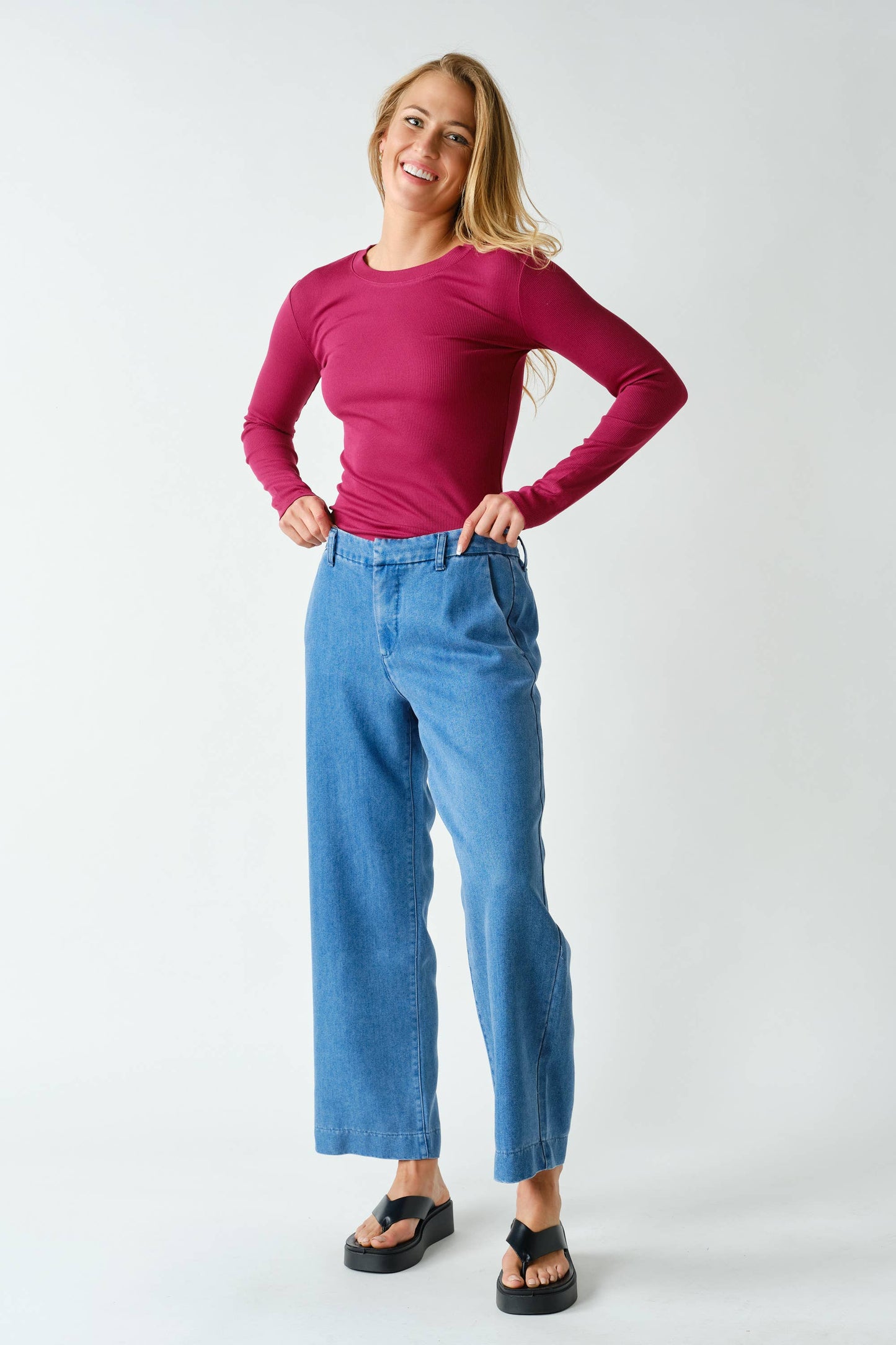 Essential Long-Sleeved Micro-Ribbed Athleisure Top
