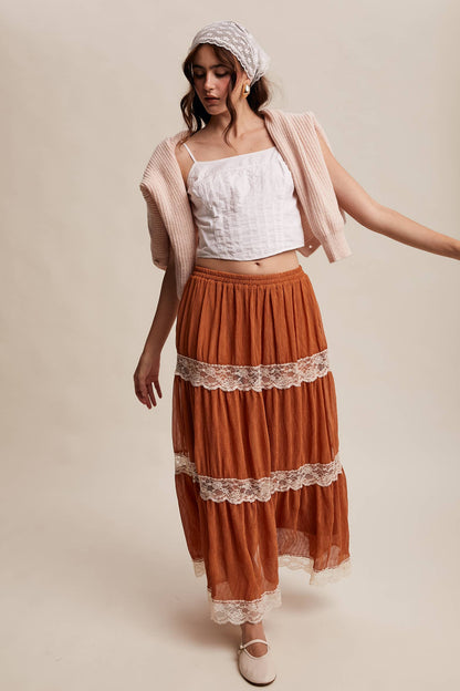 Tiered Lace Maxi Skirt