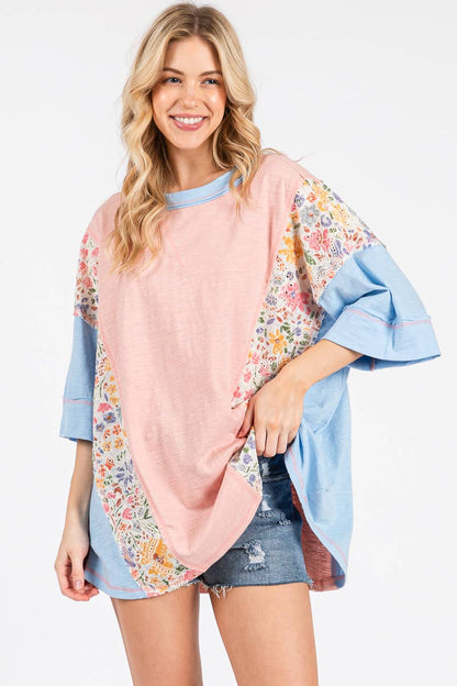Oversized Floral Patchwork Tee