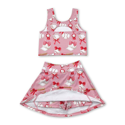 blue baseball girls clothing set