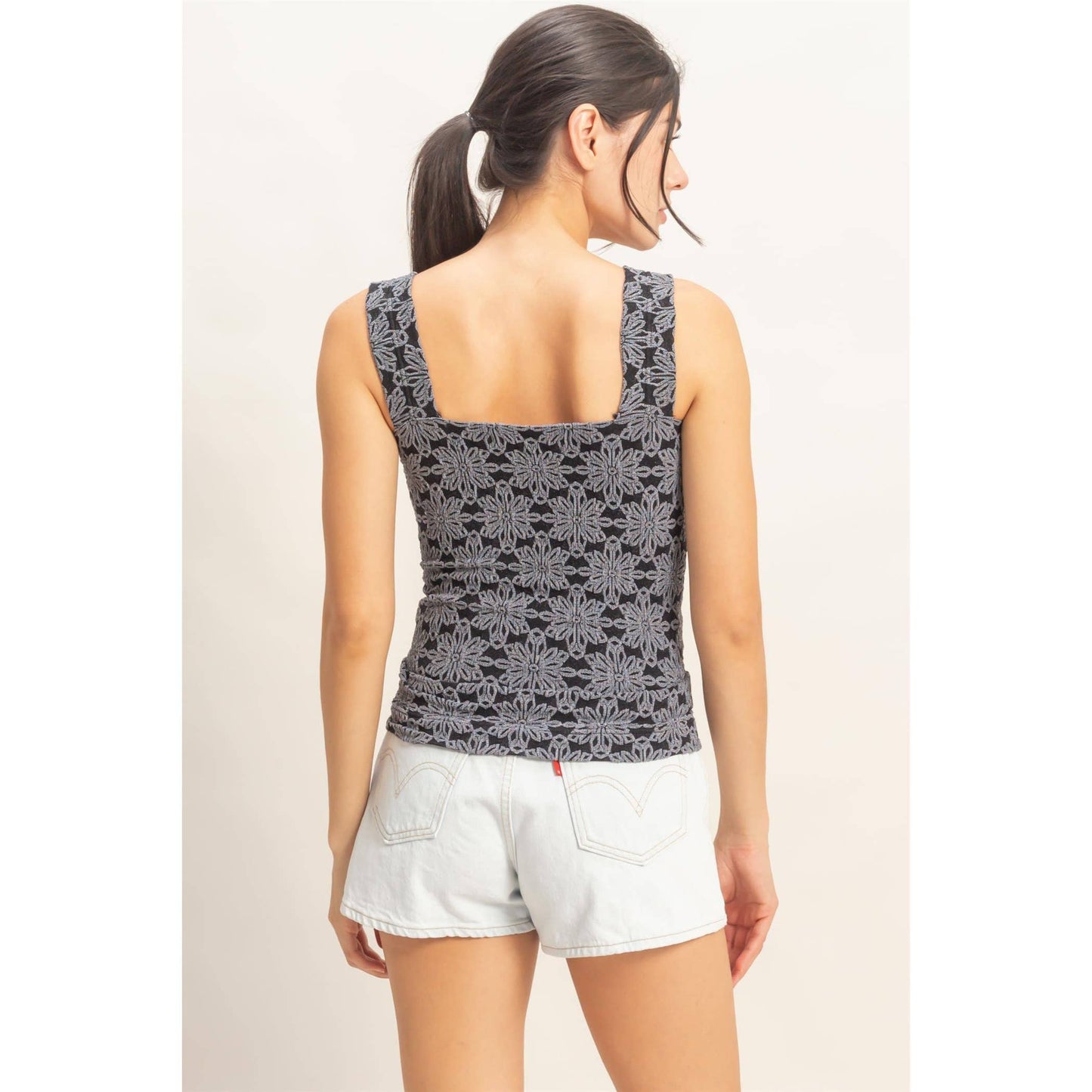 Floral Square Neck Top