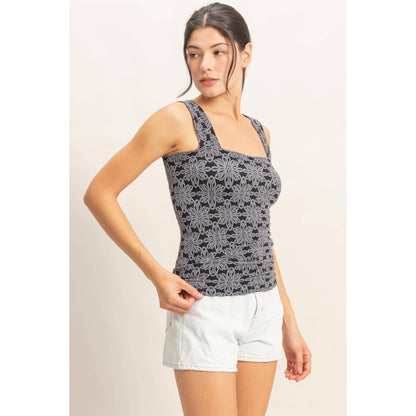 Floral Square Neck Top