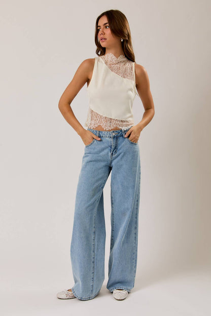 LACE DETAIL SLEEVELESS TOP