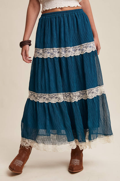 Tiered Lace Maxi Skirt