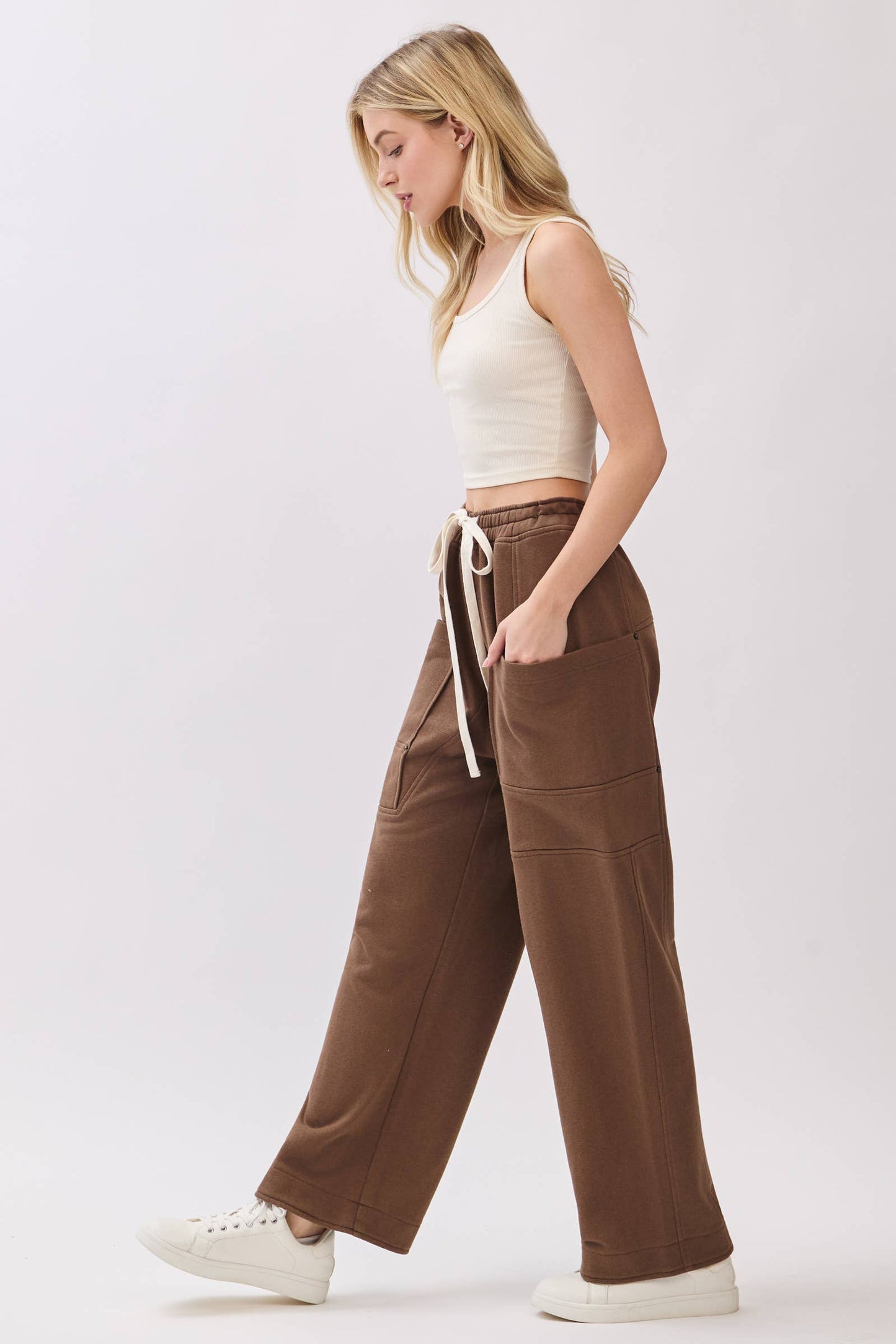 French Terry Wide-Leg Pants