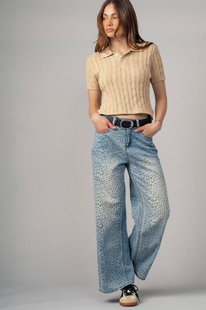 Leopard Wide-Leg Denim