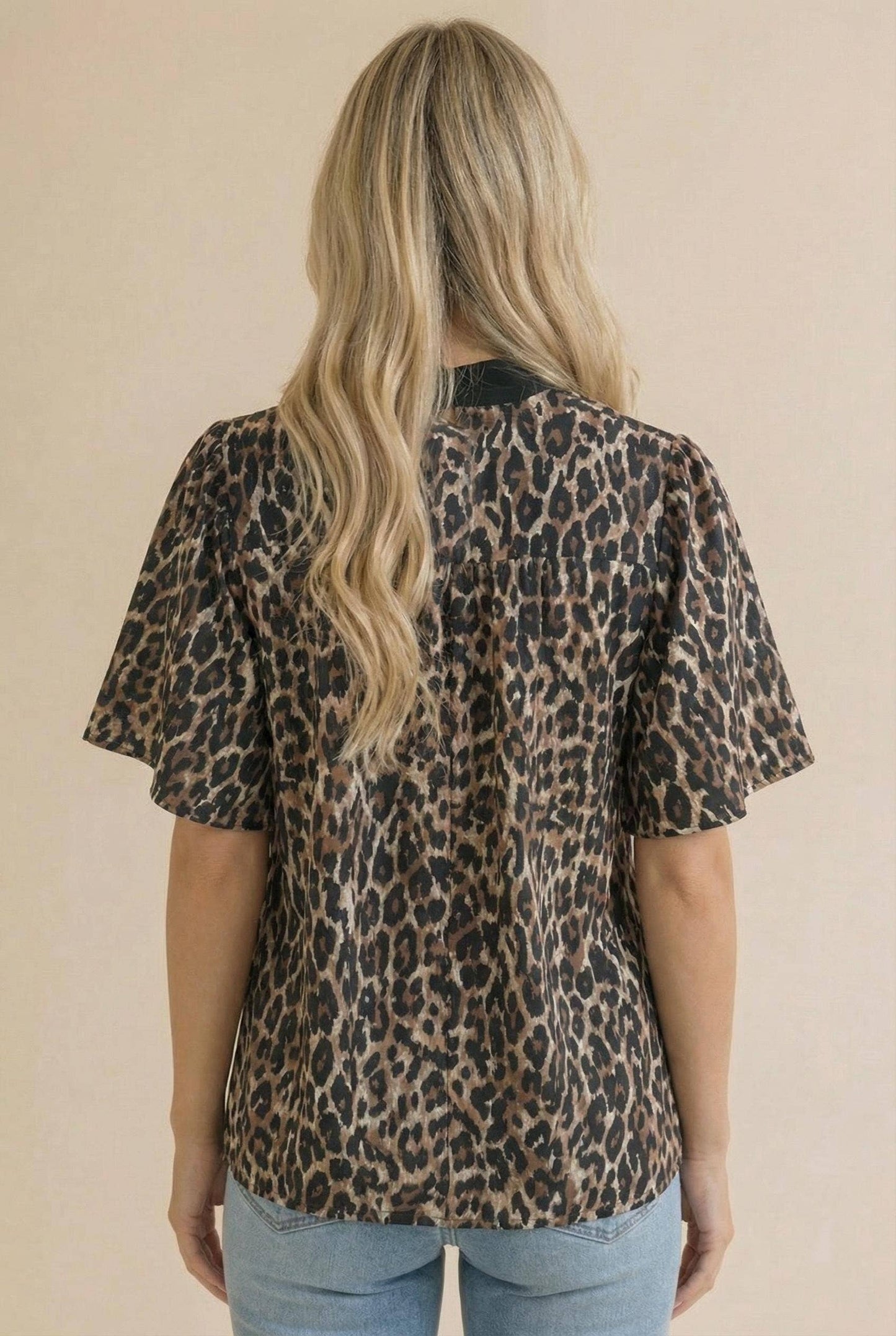 Notch Neck Leopard Blouse
