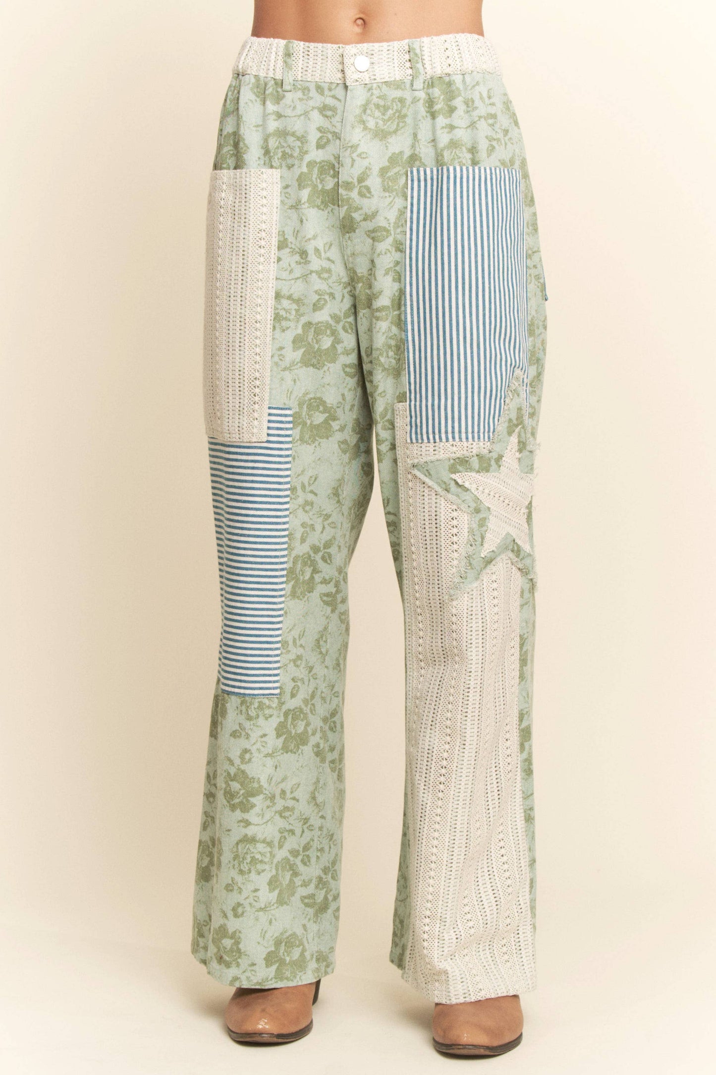 FLORAL PATCHWORK PANTS