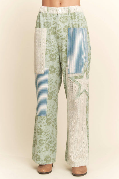 FLORAL PATCHWORK PANTS