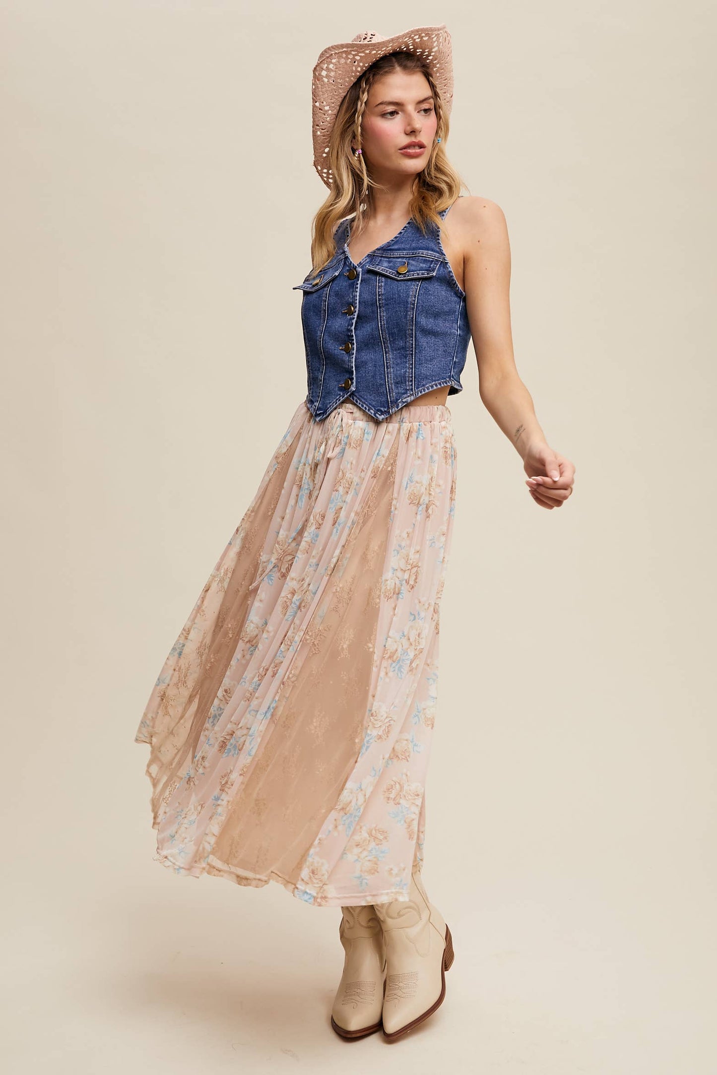 Floral Lace Midi Skirt