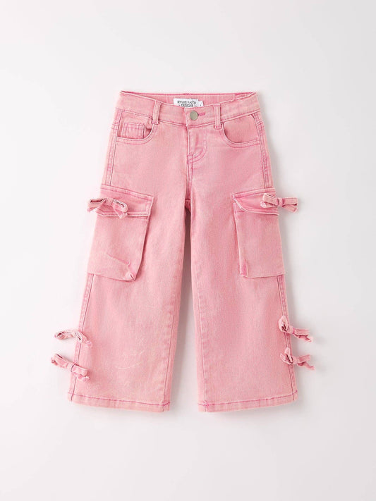 Pink Wide-Leg Denim Pants