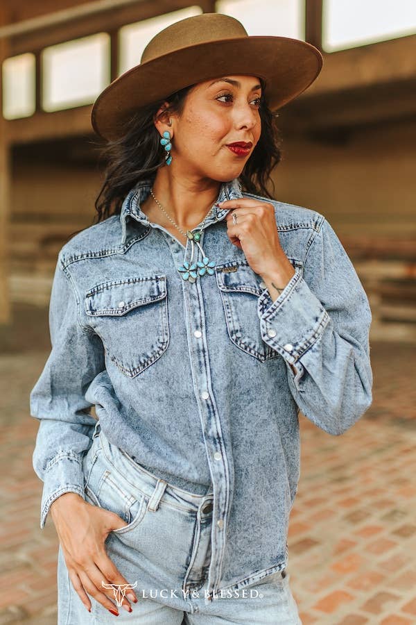 Denim Pearl Snap