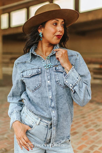 Denim Pearl Snap