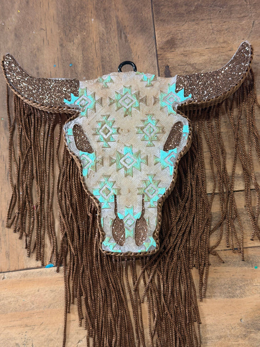 Aztec Pattern Bull Skull Freshie