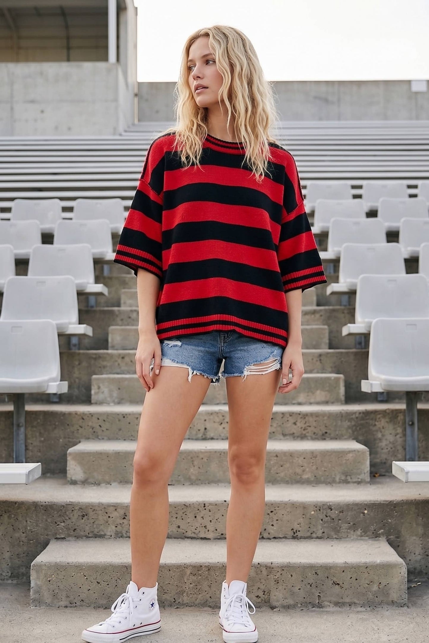 Gameday Stripe Knit Oversized Top