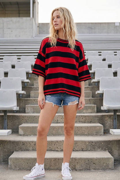 Gameday Stripe Knit Oversized Top