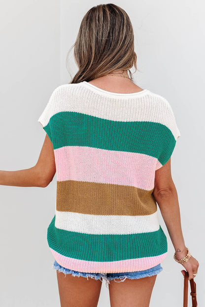 Color Block V-Neck Sweater