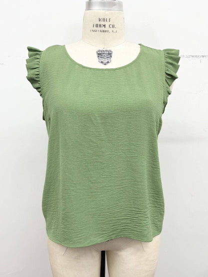 Plus Size-Ruffle Cap Sleeve Blouse